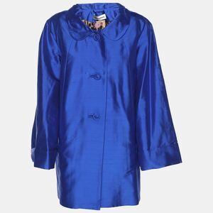 Anna Scholz Blue Dupion Silk Long Sleeve Blouse Xl